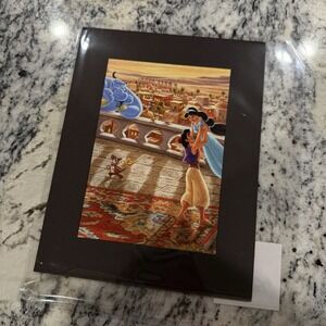 Thomas Kinkade Jasmine Dancing Desert Sunset Matted Print 7x9 Aladdin Disney Art